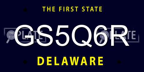 GS5Q6R Delaware License Plate