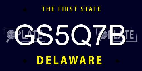 GS5Q7B Delaware License Plate