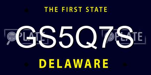 GS5Q7S Delaware License Plate