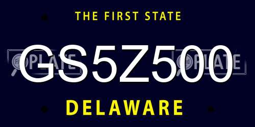 GS5Z500 Delaware License Plate