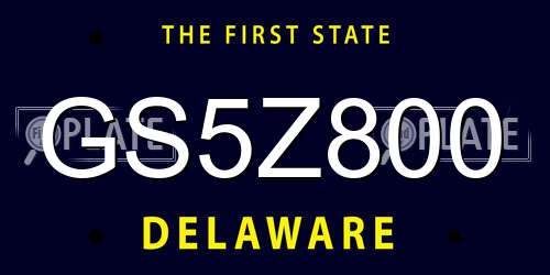 GS5Z800 Delaware License Plate
