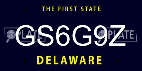 GS6G9Z Delaware License Plate