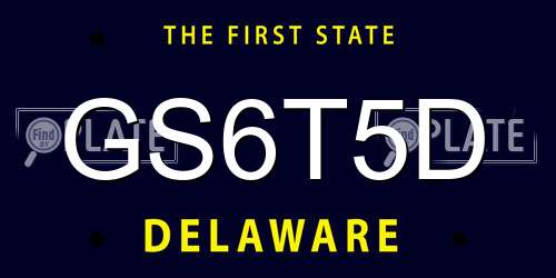 GS6T5D Delaware License Plate