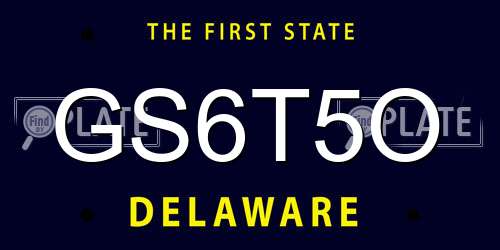GS6T5O Delaware License Plate
