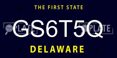 GS6T5Q Delaware License Plate