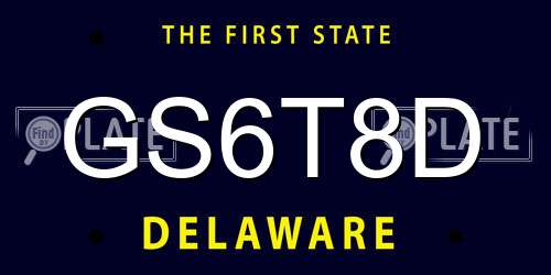 GS6T8D Delaware License Plate