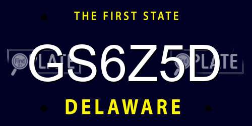 GS6Z5D Delaware License Plate