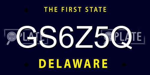 GS6Z5Q Delaware License Plate