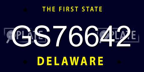 GS76642 Delaware License Plate