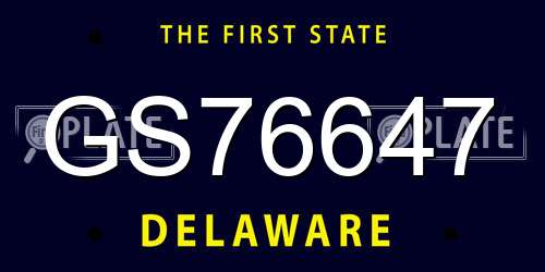 GS76647 Delaware License Plate
