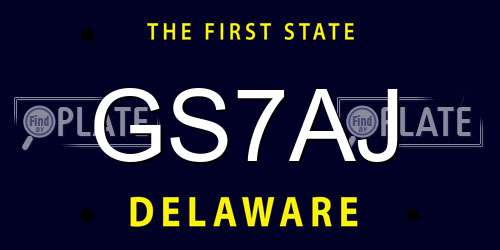 GS7AJ Delaware License Plate