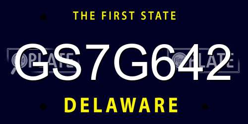 GS7G642 Delaware License Plate