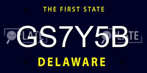 GS7Y5B Delaware License Plate