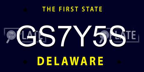 GS7Y5S Delaware License Plate