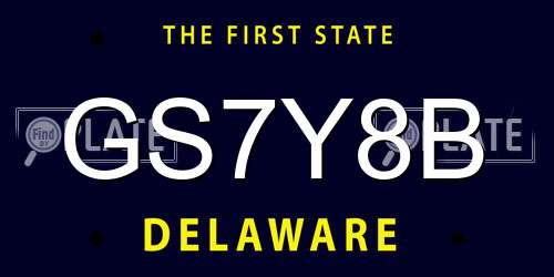 GS7Y8B Delaware License Plate