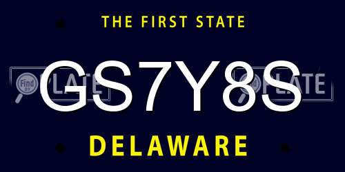 GS7Y8S Delaware License Plate