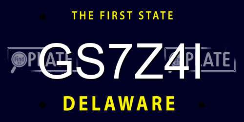GS7Z4I Delaware License Plate