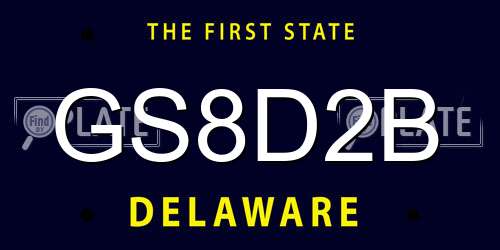 GS8D2B Delaware License Plate