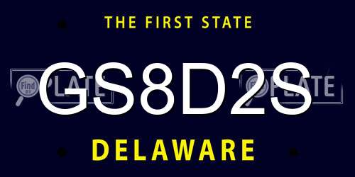 GS8D2S Delaware License Plate