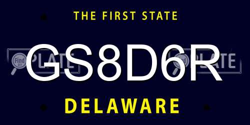 GS8D6R Delaware License Plate