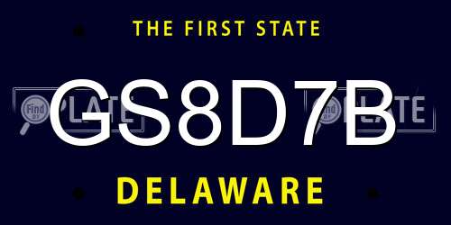 GS8D7B Delaware License Plate