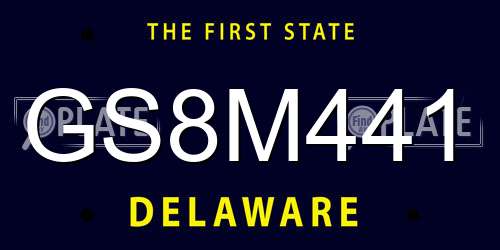 GS8M441 Delaware License Plate