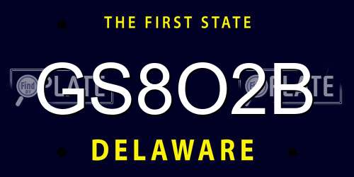 GS8O2B Delaware License Plate