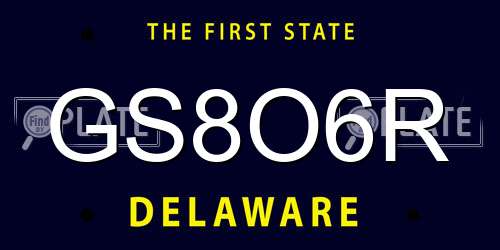 GS8O6R Delaware License Plate