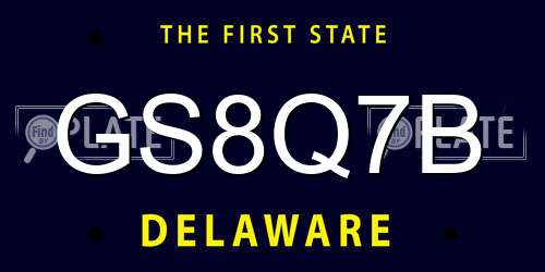 GS8Q7B Delaware License Plate