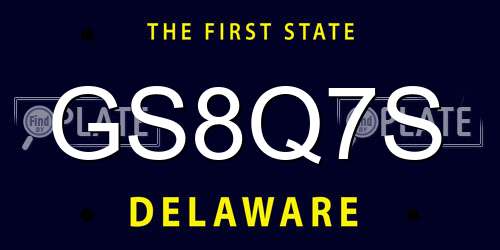 GS8Q7S Delaware License Plate