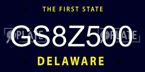 GS8Z500 Delaware License Plate