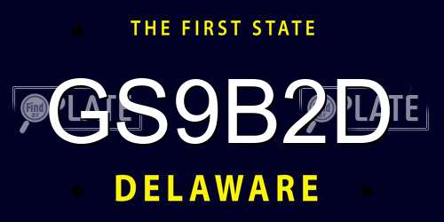 GS9B2D Delaware License Plate