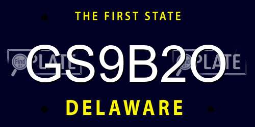 GS9B2O Delaware License Plate