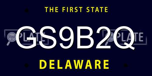 GS9B2Q Delaware License Plate