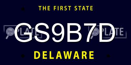GS9B7D Delaware License Plate