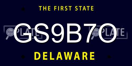 GS9B7O Delaware License Plate