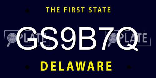 GS9B7Q Delaware License Plate
