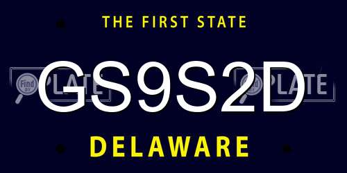 GS9S2D Delaware License Plate