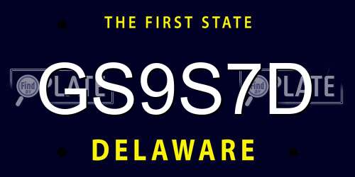 GS9S7D Delaware License Plate