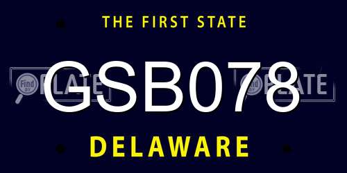GSB078 Delaware License Plate
