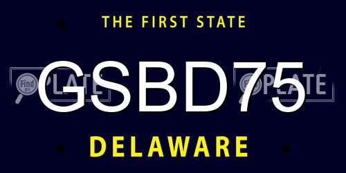 GSBD75 Delaware License Plate
