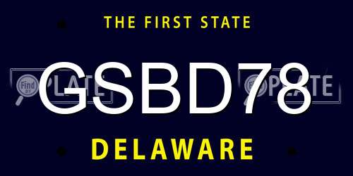 GSBD78 Delaware License Plate