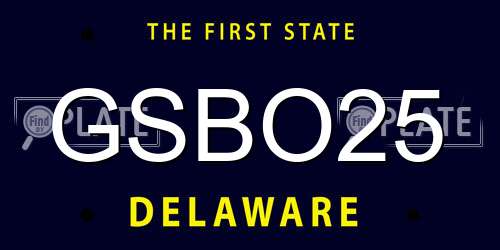 GSBO25 Delaware License Plate