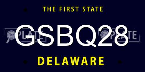 GSBQ28 Delaware License Plate