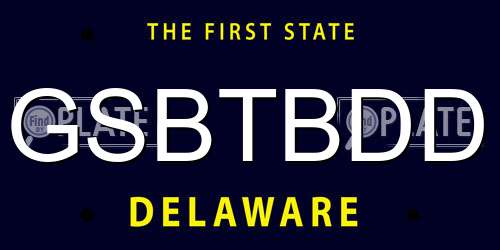 GSBTBDD Delaware License Plate