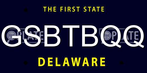 GSBTBQQ Delaware License Plate