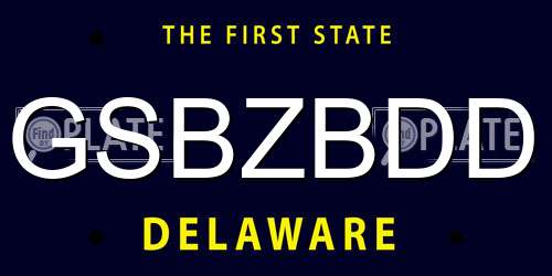 GSBZBDD Delaware License Plate