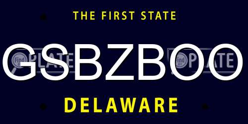 GSBZBOO Delaware License Plate