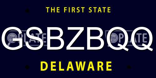 GSBZBQQ Delaware License Plate
