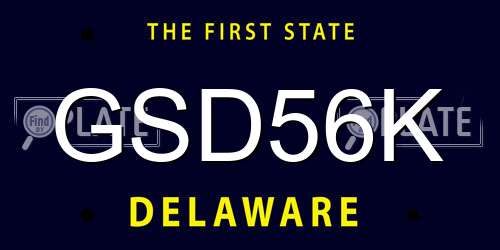 GSD56K Delaware License Plate